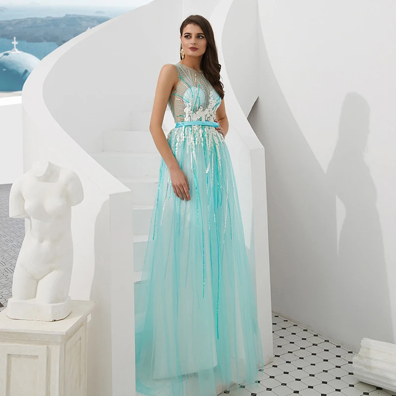 Forevergracedress реальные изображения мятно-зеленые платья на выпускной 2019 Illusion Sheer бисером официальная Вечеринка платья большого размера