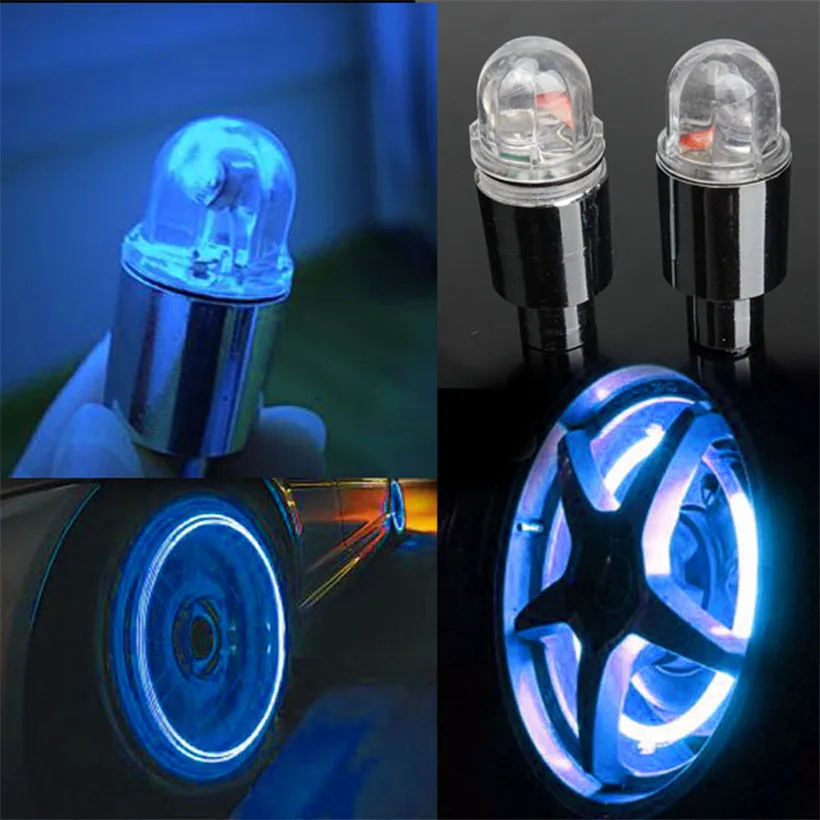 2Pcs Bike Bicycle Car Wheel Tire Valve Cap Spoke Neon LED Lights Lamp Gas Nozzle Valve