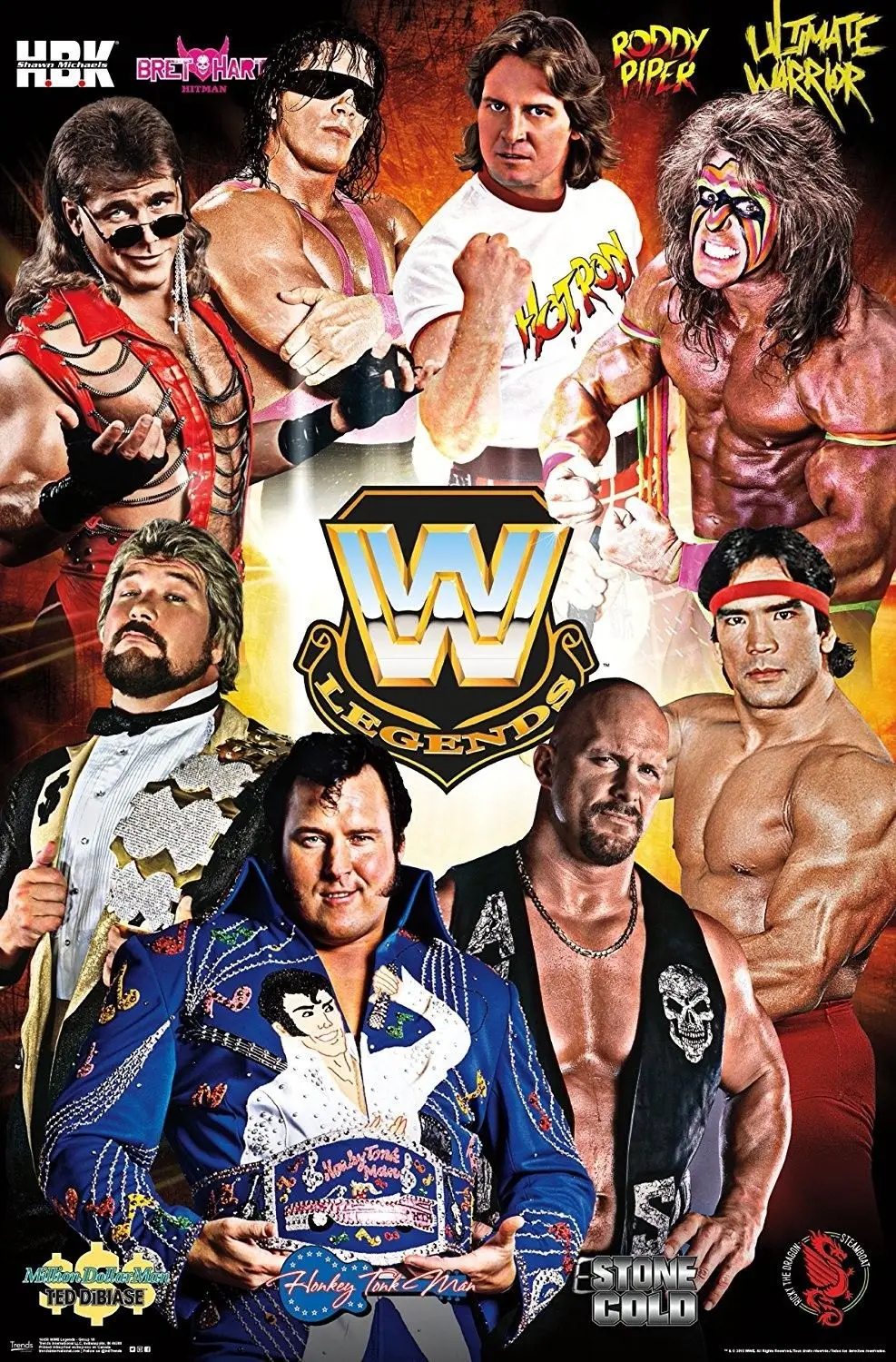 Home Decor WWE Legends Assorted Wrestlers Silk Art Poster Wall Sticker