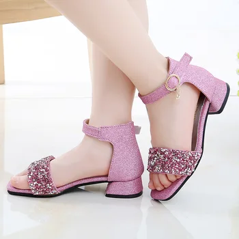 

Kid Shoes High Heel Summer Girls Sandals Big Kids Princess Shoes For Children Glitter Sandals 4 5 6 7 8 9 10 11 12 13 14 Year