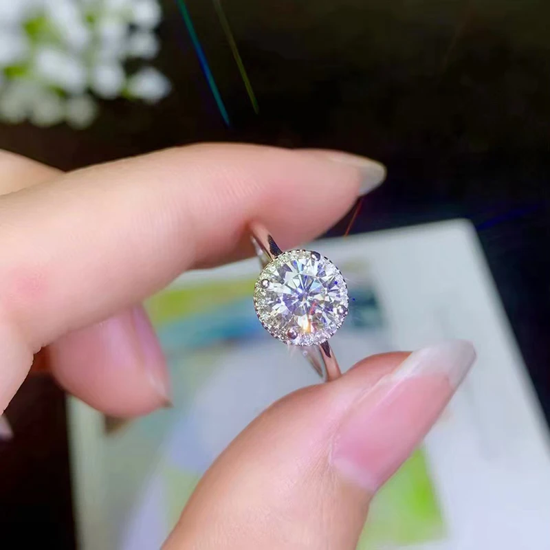 BOEYCJR 925 серебро 1ct/2ct/3ct F цвет Moissanite VVS обручальное свадебное кольцо с бриллиантом с национальным сертификатом для женщин