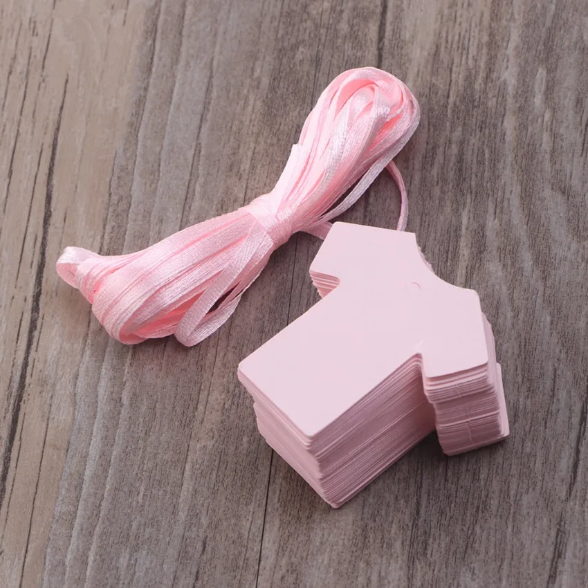100pcs Baby Shower Party Favour Gift Tags Paper Cloth Shape Price Tags Hand made Gift tags DIY Kraft Paper cards DE8 (3)