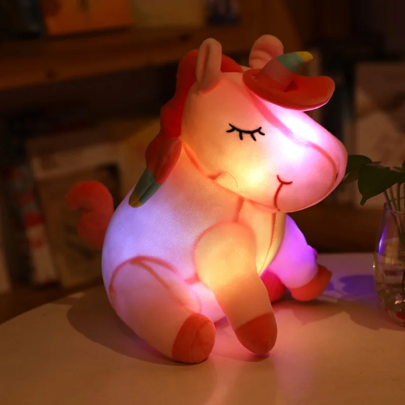 30cm LED Plush Light Up Toys Pink Unicorn Stuffed Animals Plush Cute Pony Horse Toy Soft Doll Kids Toys Christmas Birthday Gifts