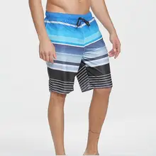 Летние мужские пляжные шорты одежда для плавания Полосатые плавки для серфинга шорты быстросохнущие регулируемые талии плюс размер Синий Желтый