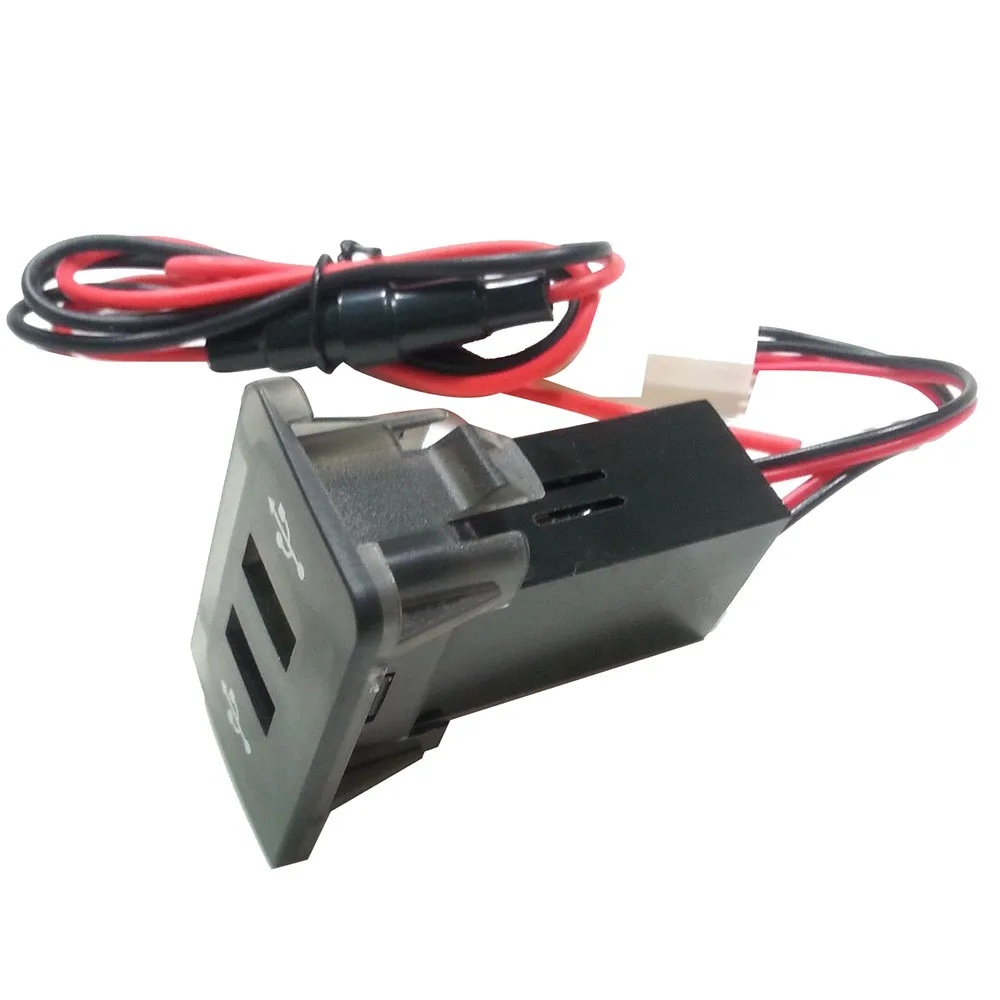 12V 24V Dashboard Dash Panel Mount Dual USB Port Insert Power Socket Charger Outlet LED Indicator