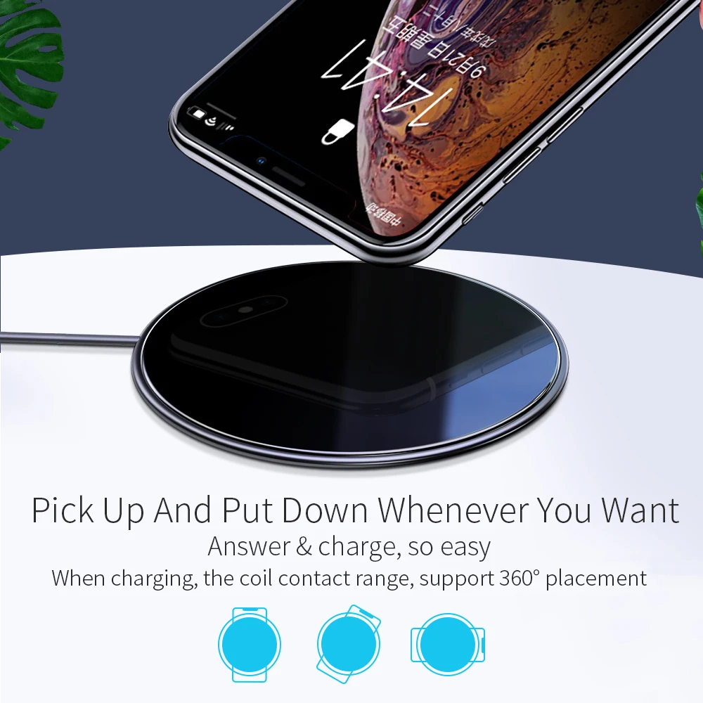 Беспроводное зарядное устройство Essager Qi для iPhone 11 Pro X XS Max Xiaomi mi 9 стеклянная