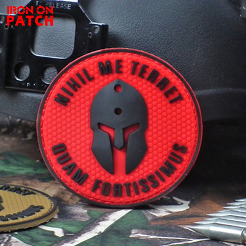 Nihil-Me-Terret-Quam-Fortissimus-Patch-Rubber-PVC-Molon-Tactical-Spartan-STICK-ON-armour-MORALE-Spartacus