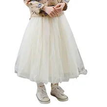 Новое поступление детской одежды, детская повседневная Пышная юбка-пачка принцессы для маленьких девочек, длинная детская юбка до середины икры, От 2 до 8 лет, бежевый/серый цвет