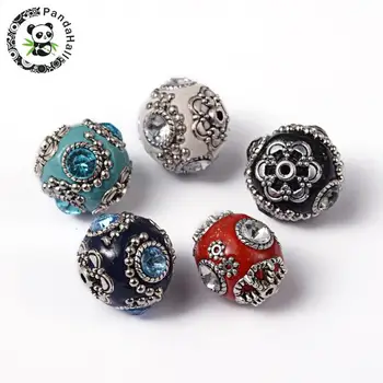 

Round Handmade Indonesia Beads with Brass Core Mixed Color, 18~20mm, Hole: 2mm