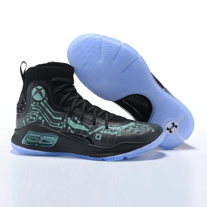 

Under Armour men Curry 4 high top Basketball Sneakers Outdoor Boot Unique Socks Design stephen curry Sneakers hot sale