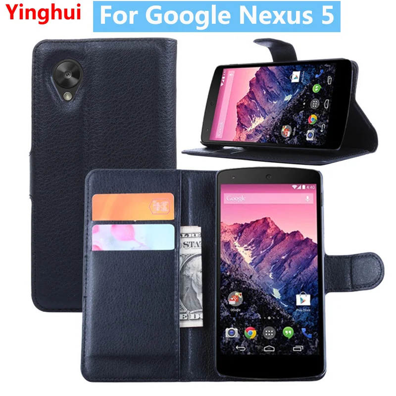 

For Google Nexus 5 Flip Leather Phone Case for Google Nexus 5 Book Style Wallet Card Slot Stand Flip PU Protective Case