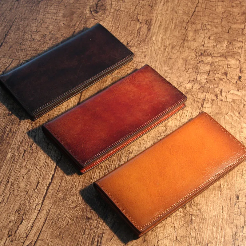 ALAVCHNV100 Vegetable Tanned Leather Long Zip Wallets Men and women