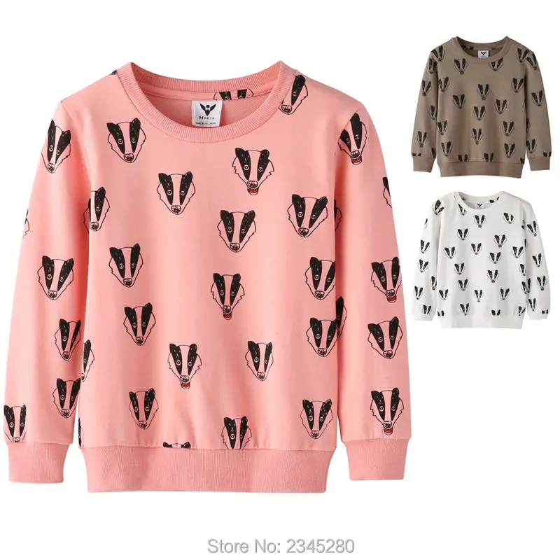 

T-Shirts For Girls Boys Sweatshirt Badger Print Shirt Children Sweater Kids Bobo Choses Clothes New Year Spring 2017 Tops 3-10Y