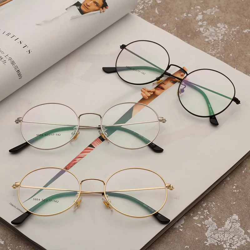 Очки унисекс Gafas корейский Ретро Круглый Металлический Тройник очках рамы 2018 и