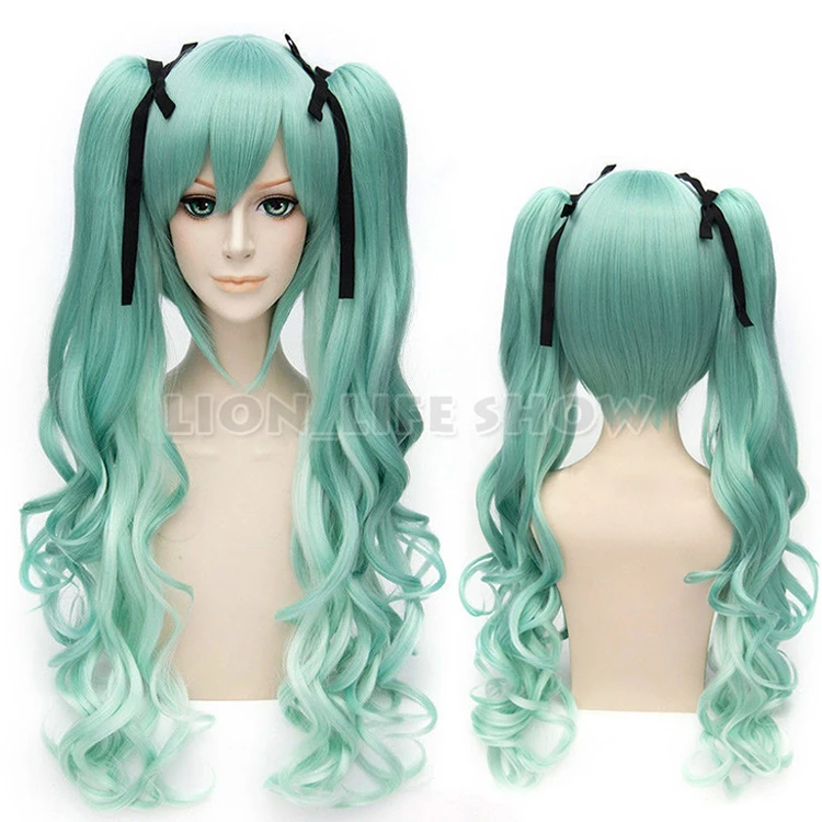 

Vocaloid Hatsune Miku Curly green Ponytails Cosplay Wig