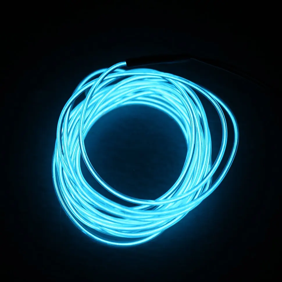 10PCS 5M Colorful Flexible EL Wire Tube Rope Neon Light Glow Controller