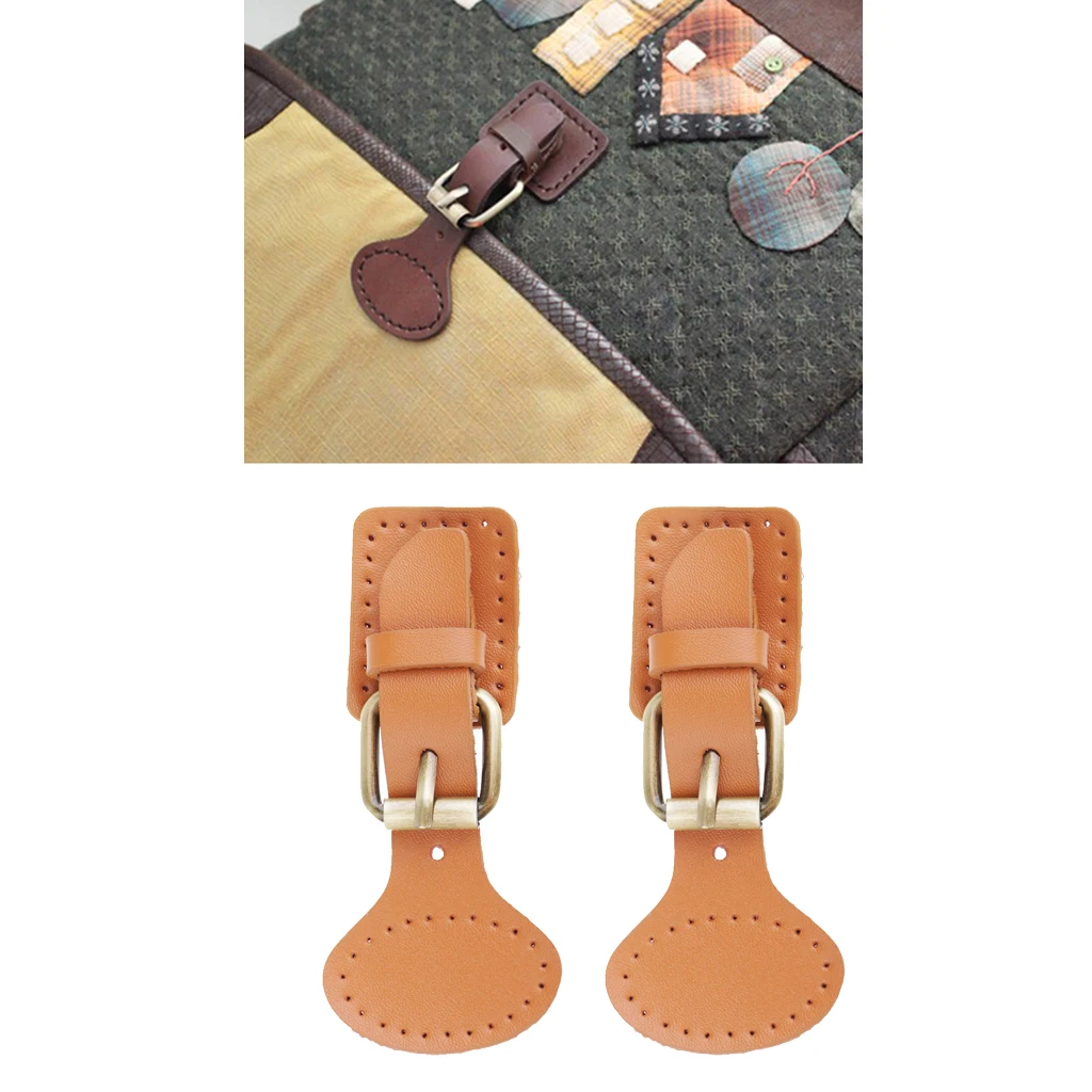 2 Sets Sew on Leather Snap Buckle Replacement Bag Fastener Making DIY Brown
