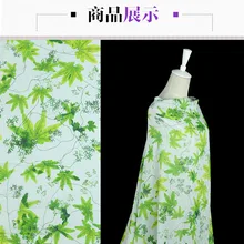 Яркий зеленый 50% шелк и 50% хлопок Ткань зеленые листья печать 12 мм мягкий 12momme 140 см ширина, SCT067