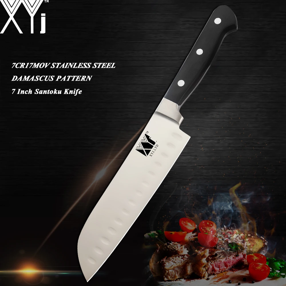 Pаспродажа XYj набор кухонных ножей из немецкой стали высокого масштаба 7cr17mov ультра острое лезвие, поварской нож 58 HRC кухонный нож, хорошие инструменты