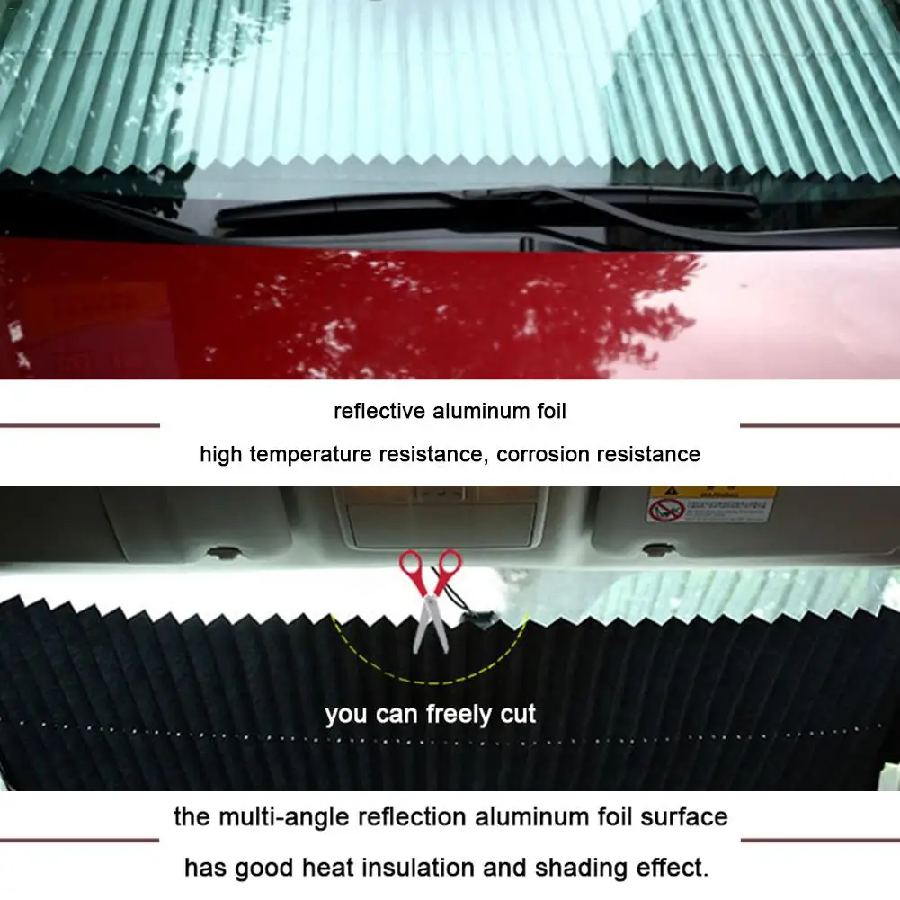 Universal Car Retractable Windshield Sun Shade Auto Sun Shade Cover for Most Car Trucks SUV UV Protection Front Windows