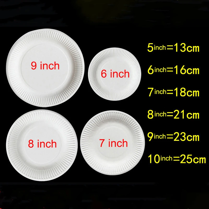 en casa cometer Remo Bandeja de papel desechable gruesa de 5 a 10 pulgadas, plato de barbacoa,  plato de pastel de cumpleaños, platos personalizados, lote de 100 unidades  - AliExpress