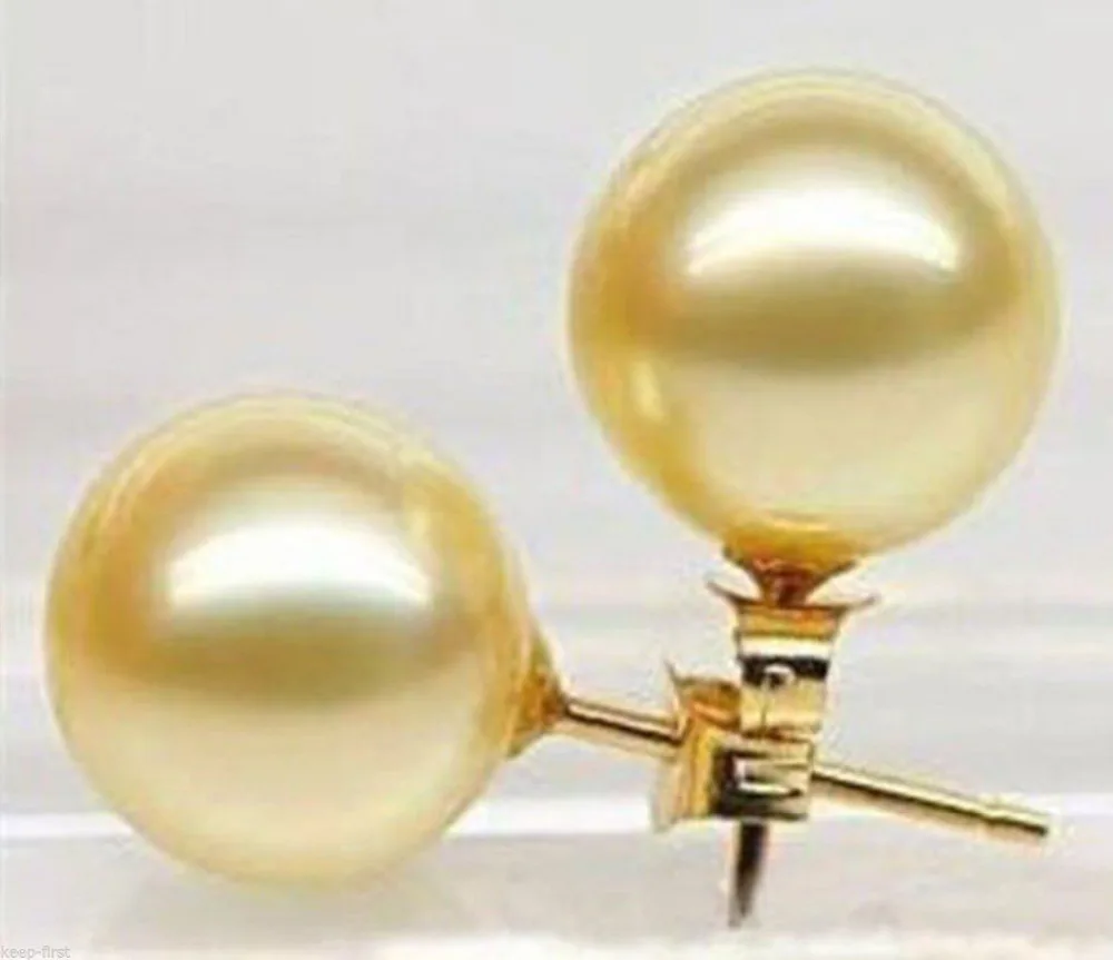 

Free shipping@@@@@ Beautiful 10mm Yellow Shell Pearl stud Earrings AAA Grade