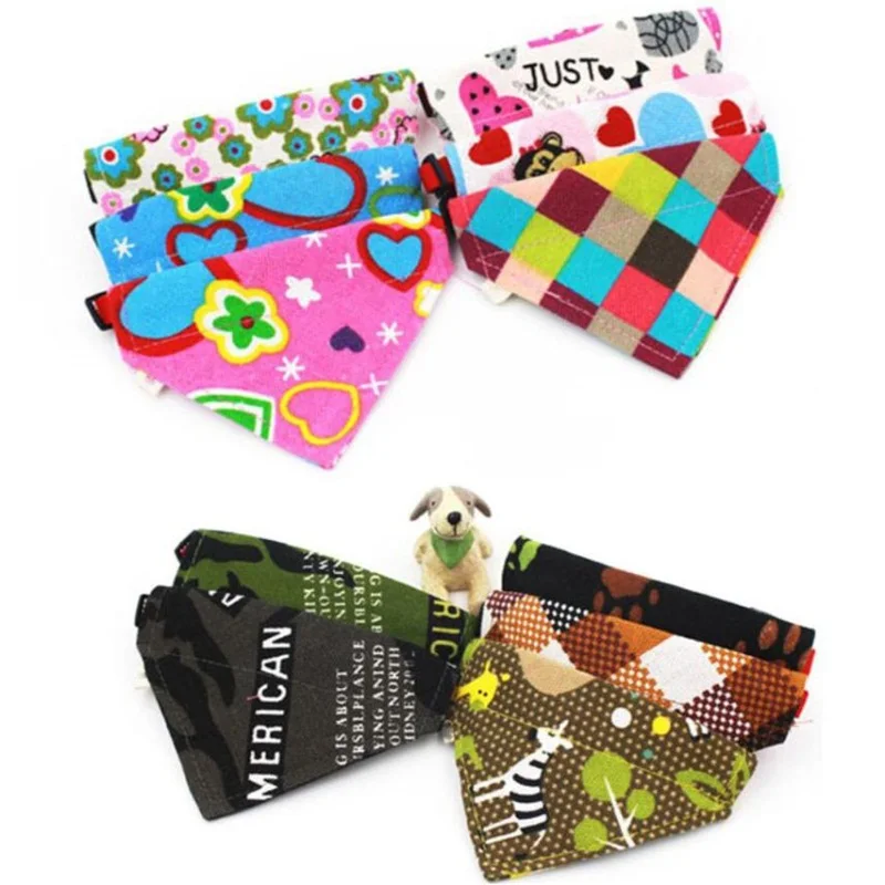 

Collares for Pet Adjustable Dog Cat Cotton Towel Scarf Shawl Variety Of Patterns Pettorina Cane Dog Necklace Puppy Collar Random
