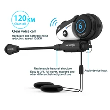 Vimoto V6 BT Interphone Motorcycle Helmet Headset Intercom simultaneously pair 2 different Bluetooth High-fidelity transmission
