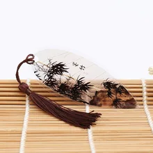 1 шт. чернила бамбук бутик рекламные китайская тушь бамбука карта лист вены закладки творческая личность закладки настоящие листья