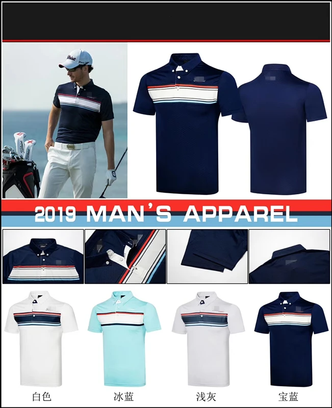 الرجال الرياضية قصيرة الأكمام DESCENTE الغولف تي شيرت 3 ألوان جولف الملابس S-XXL في اختيار الترفيه قميص جولف شحن مجاني