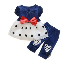 Дети маленьких Обувь для девочек летняя одежда футболка Топы-платья, штаны комплект из 2 предметов в горошек пачка рубашка Топ кролика
