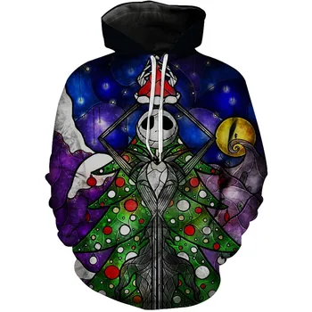

Halloween Harajuku 3D Print the Night Before Christmas Jack Skellington Skull Sweatshirts Long sleeve with hat Hoodies Pullovers