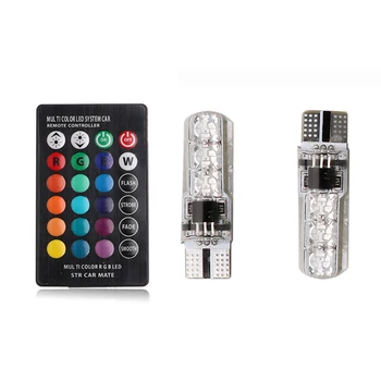 

Car Interior RGB LED car T10 6SMD 5050 Dome Atmospheric Light 12v Super Bright Bulb Car Internal Remote Control