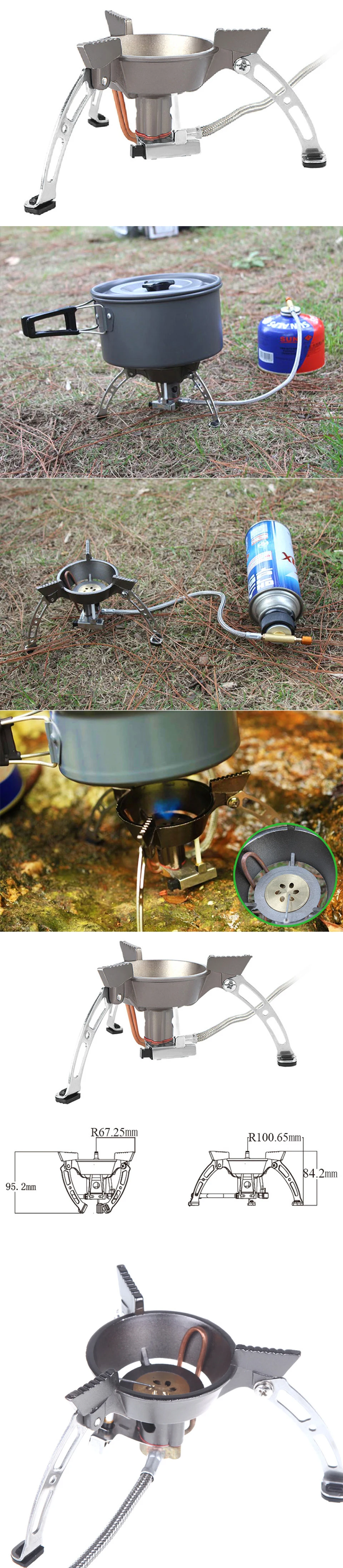 Fogão a Gás Brs-11 à Prova de Vento ao ar Livre Portátil Split Fogão Acampamento Escalada Piquenique Profissional Rotativo Chama 2 High Quality Esporte e Lazer