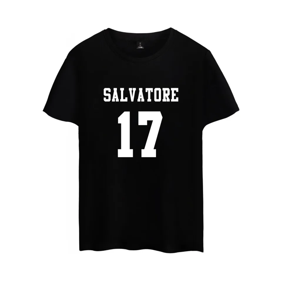 

Salvatore 17 Vampire Diaries Mystic Falls Timberwolves Tshirt Print Salvatore Fashion Clothing Hot Sale Summer Clothes Cotton