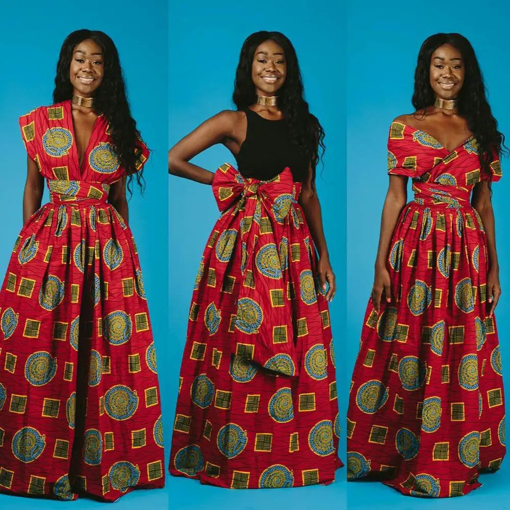 

Long Dress 2019 Fashion African Dresses for Women Traditional Dashiki Print Bazin Lace Party Casual Bohemia Maxi African Clothes