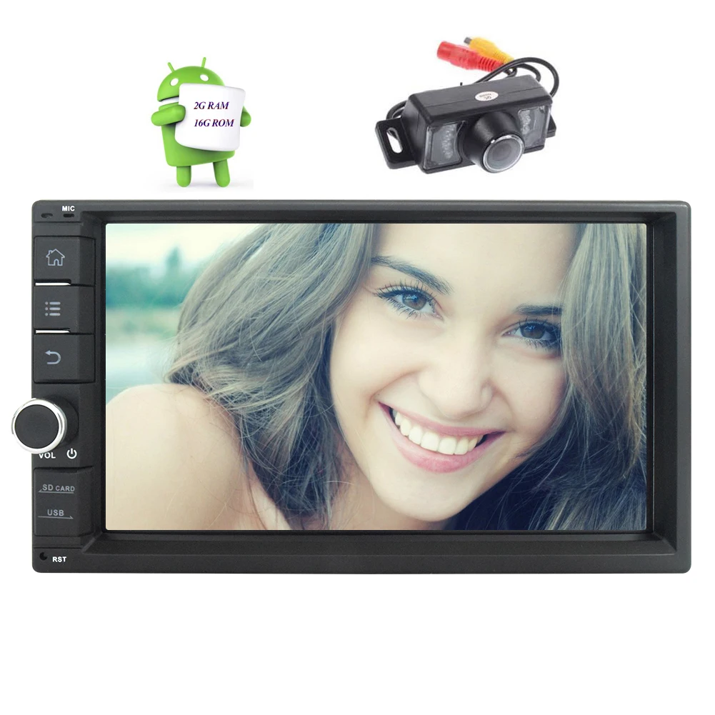 

Double 2 Din Car Radio Stereo GPS no-dvd Player Android 6.0 System 7" Digital Touchscreen Bluetooth Mirror Link SWC SD+ Camera