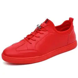 Весенние повседневные красные туфли мужские кроссовки на шнуровке спортивная дышащая обувь кожаные Прогулочные кроссовки мужская обувь