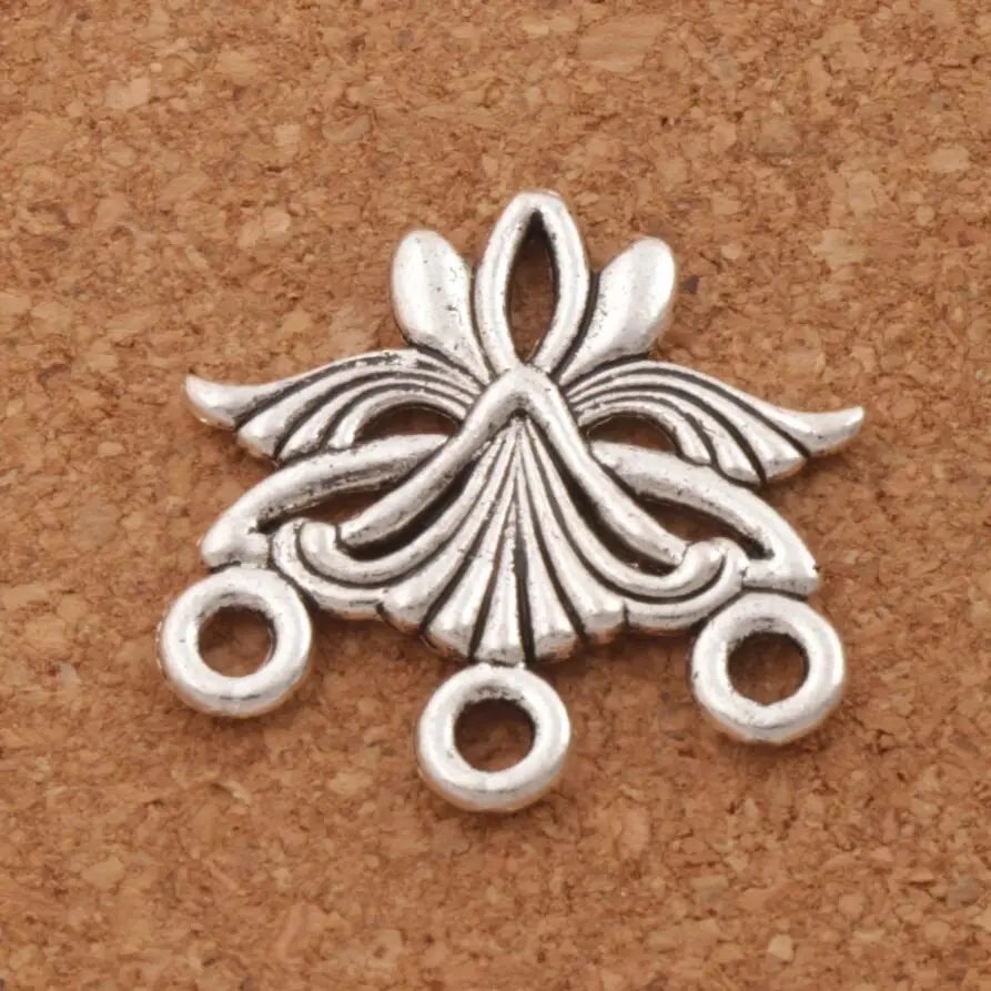 

10pcs MIC 27.3x27x2.5 mm Antique Silver Cute Bellwort Christmas Flower 3-Strand Spacer End Connecor Fit Tassel Earrings L1552