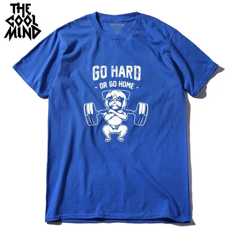 COOLMIND PU0124A хлопок go hard or go home Мужская футболка Повседневная летняя свободная Мужская футболка мужская футболка с круглым вырезом - Цвет: PU0124A-BL