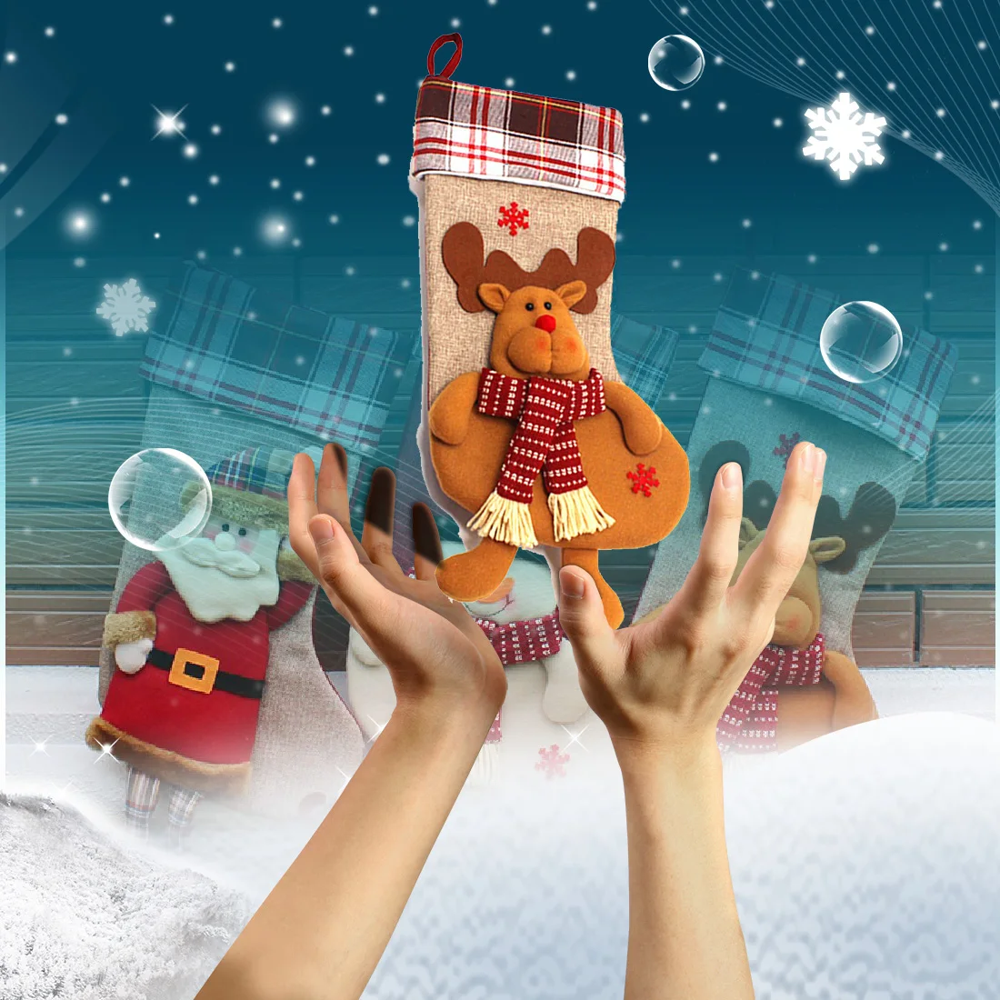 Рождественские мини-чулки носки для девочек Санта Клаус Конфеты Подарочная сумка Рождество аксессуары дома вечерние фестиваль партия