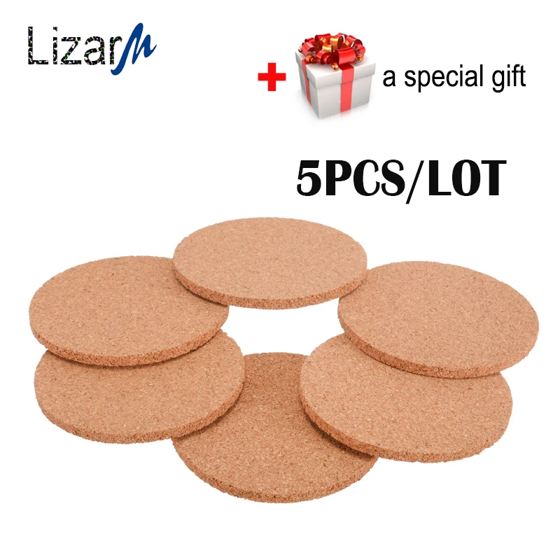 

5PCS/lot Table Drink mat Cork Coasters Cup Coaster Round Wood stand hot Set coffee Tea Mug placemat Kitchen Heat Resistant mats
