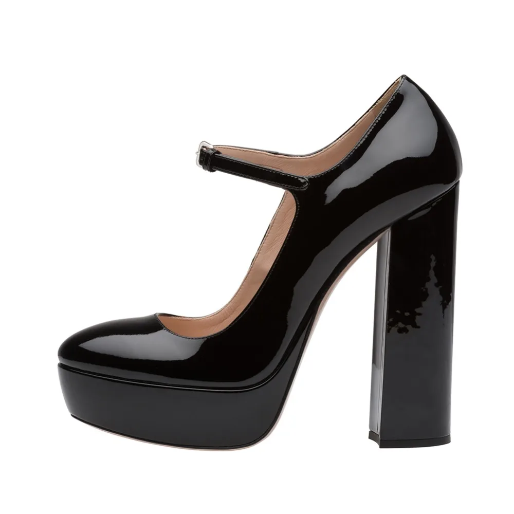 mary jane pumps with chunky heel