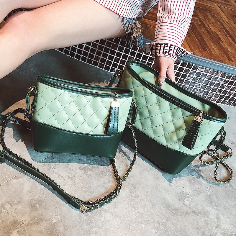 

FREE SHIPPING Quilt Shoulder Bag Diamond Lattice Hobo Women Fashion Purse Crossbody Messenger Bag Green Pink Black