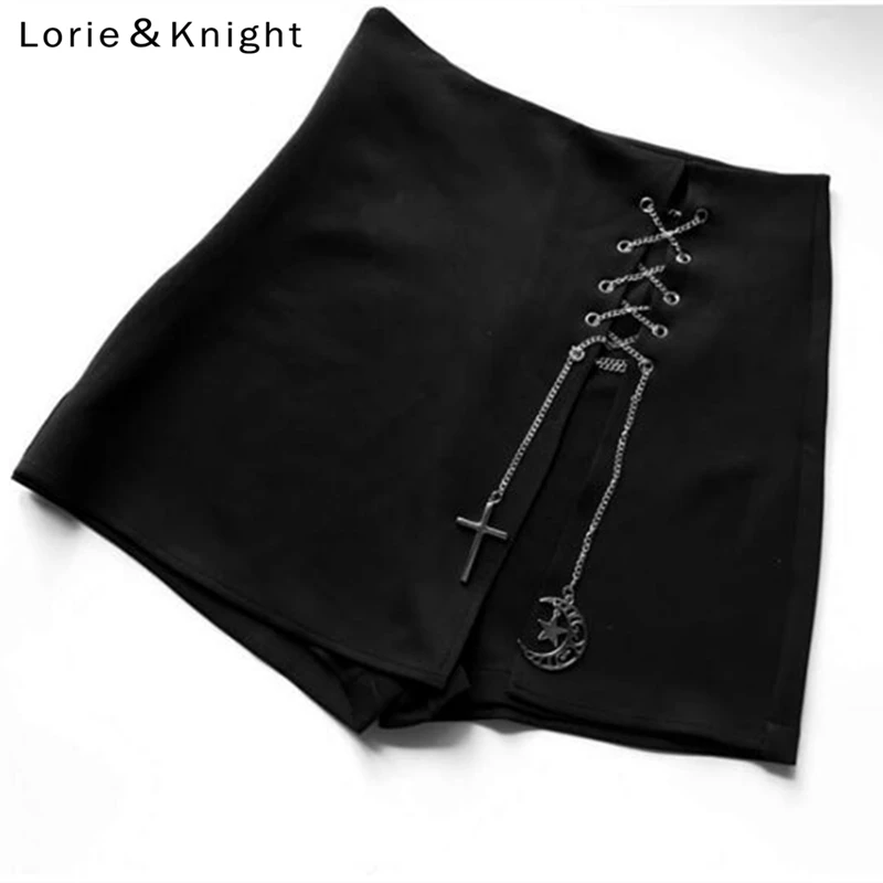 

Japanese Harajuku Gothic Cross & Moon Star Chain Punk Rock Short Skirt Pants