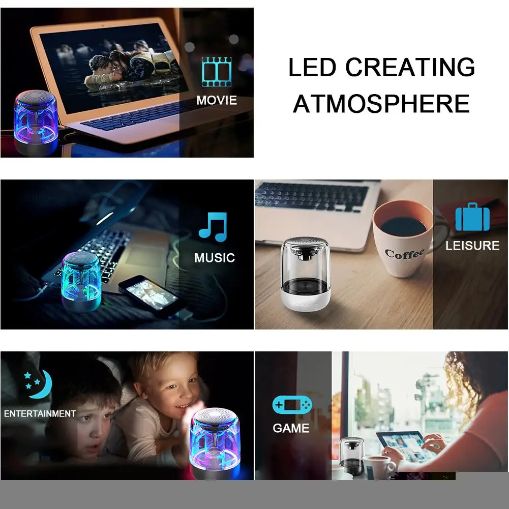 C7 Bluetooth 5,0 Bluetooth Usb радио динамик прозрачный светодиодный светящийся сабвуфер TWS 6D объемный HIFI стерео крутой аудио