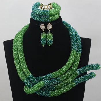 

Wholesale Nigerian Beaded Necklaces Sets Nice Wedding Beads Set Handmade Item Wholesale Free Shipping hx244