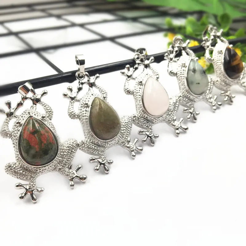 Смешанные Подвески кулон натуральный камень Далмация Unakite Jades Jaspers лягушка форма