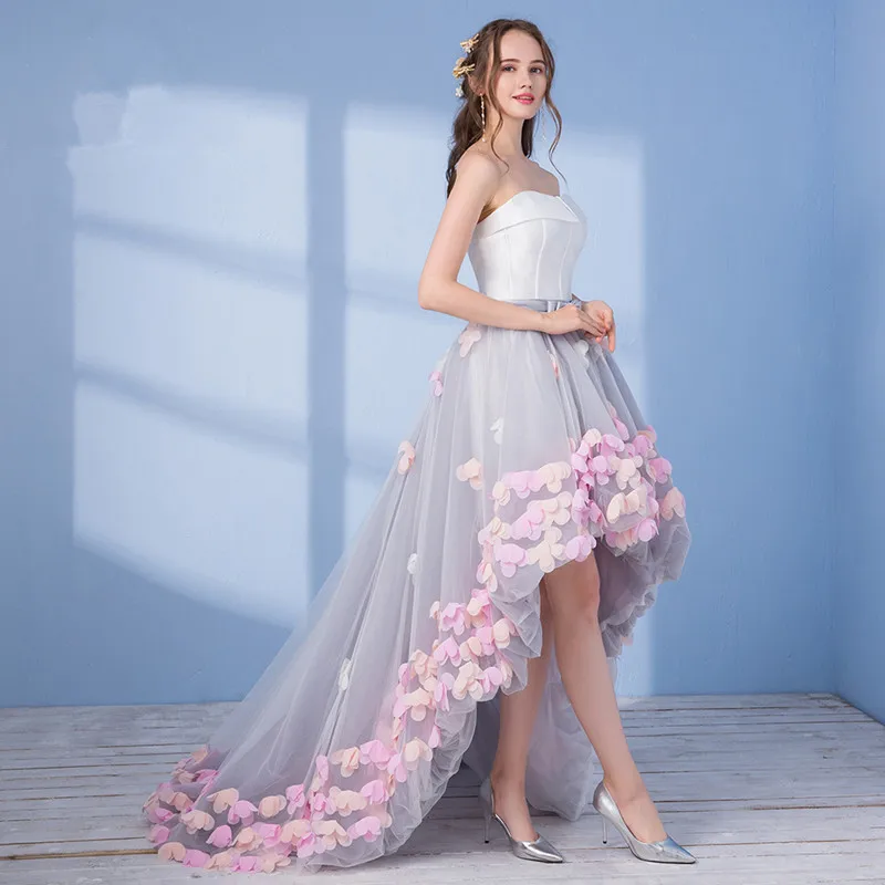Vestidos дешевые сексуальные без бретелек рукавов Короткие спереди сзади длинные