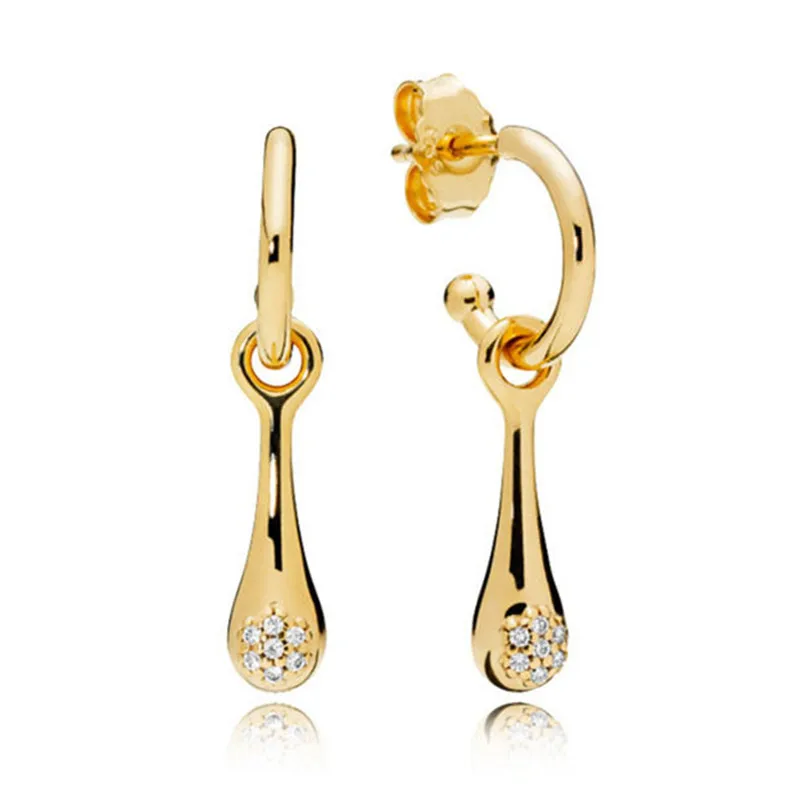 

100% 925 Sterling Silver Pans Earrings For Women Shine Gold Modern LovePods Earring Studs Fine Original Lady Jewelry Gift